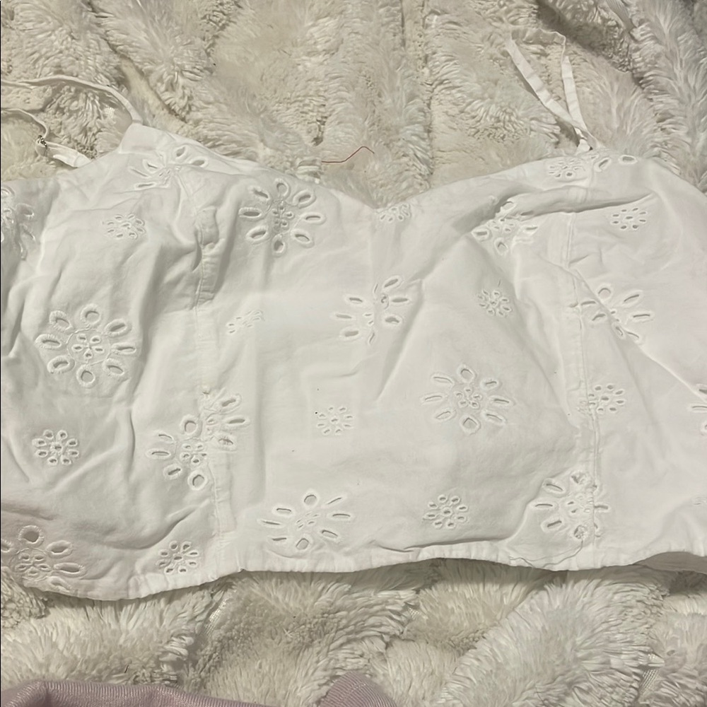 White Eyelet Crop Top